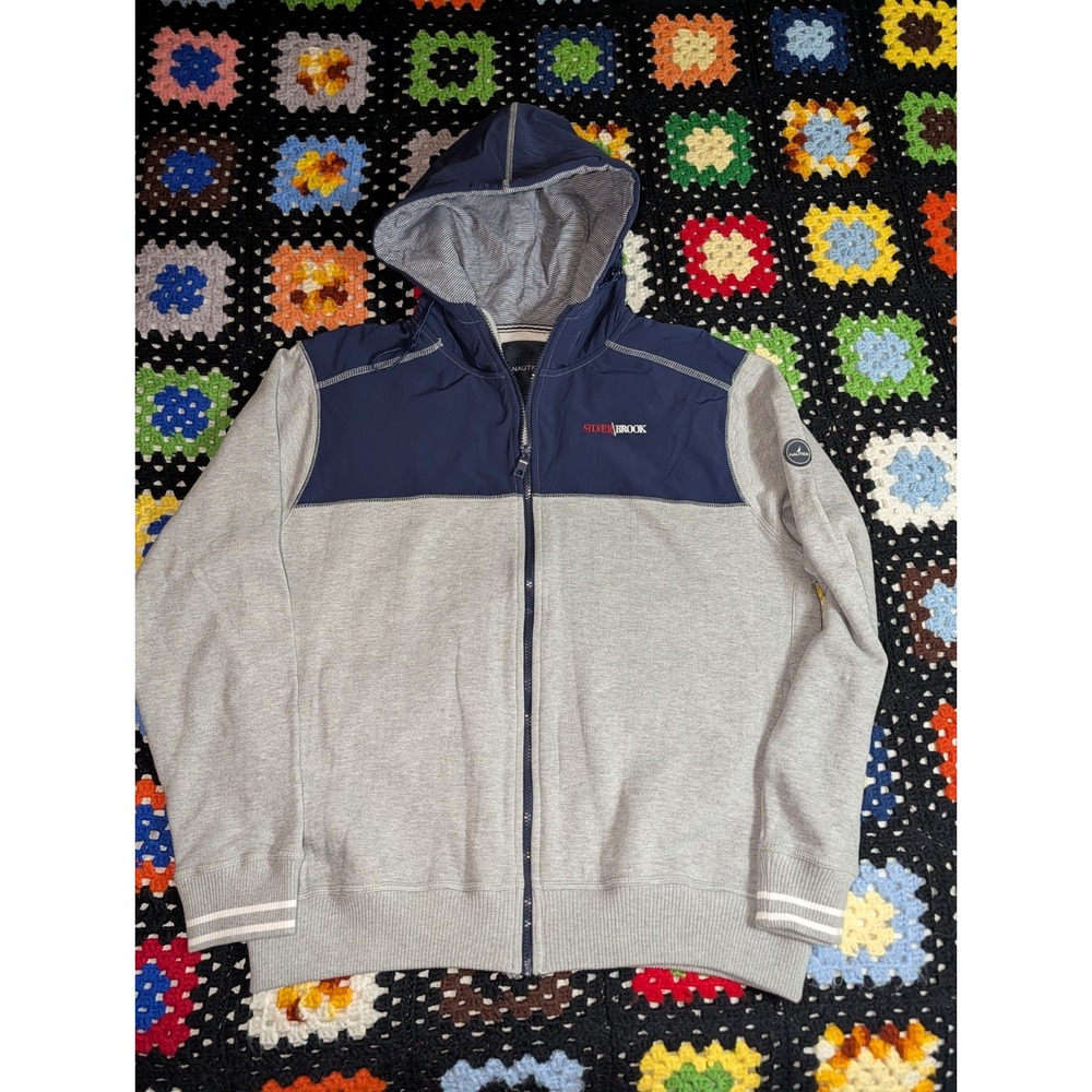 Nautica Navigator Fleece Hooded Full-Zip Jacket Silverbrook Men's Large NWOT